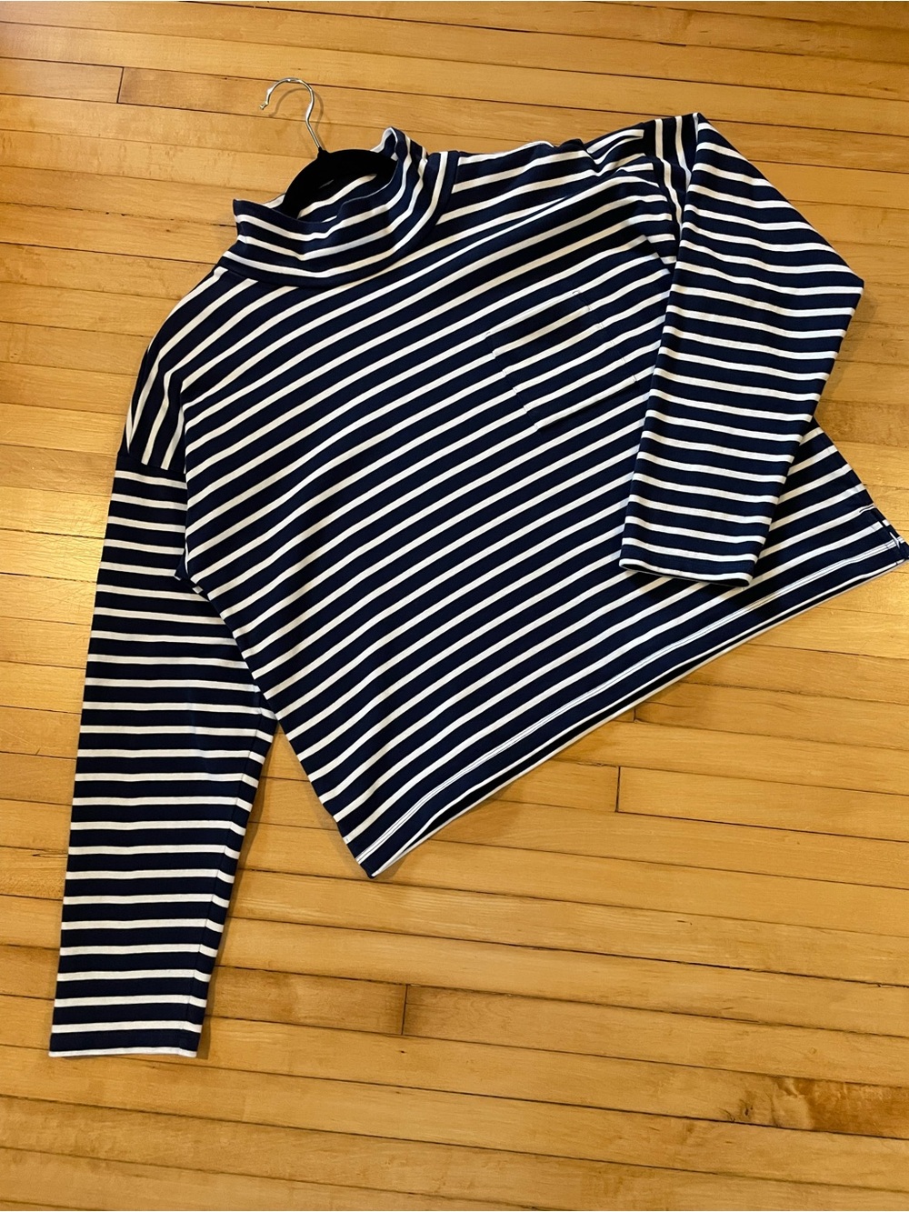 VINEYARD VINES Striped Jamestown Rugby Funnel Neck Top Boxy Fit Organic Cotton